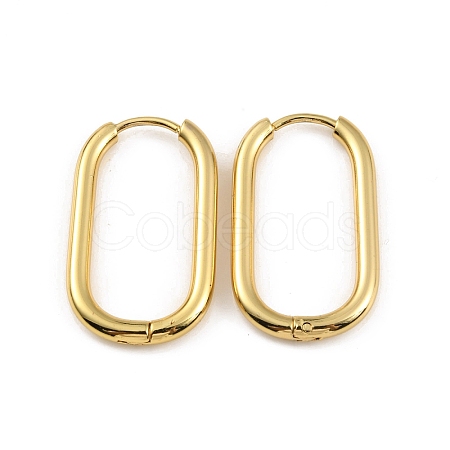 Ion Plating(IP) 304 Stainless Steel Oval Hoop Earrings EJEW-M218-02B-G-1