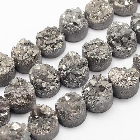 Electroplated Natural Druzy Quartz Crystal Bead Strands G-G889-07-1