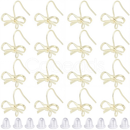 28Pcs Bowknot Shape Brass Earring Hook DIY-SP0001-06G-1