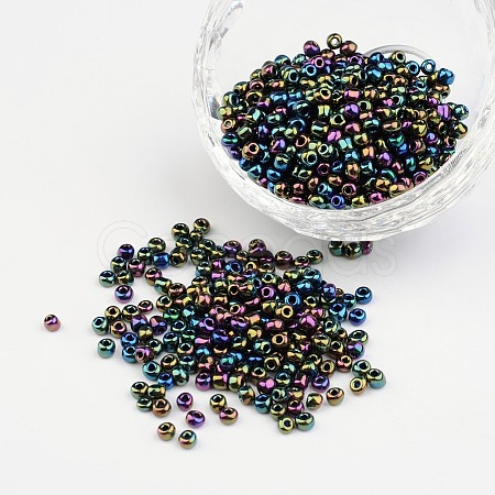 8/0 Electroplated Iris Round Glass Seed Beads X-SEED-A009-3mm-603-1