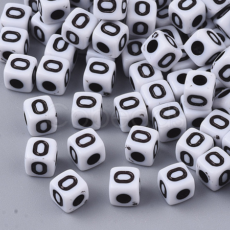 White Opaque Acrylic Beads MACR-R869-02O-1