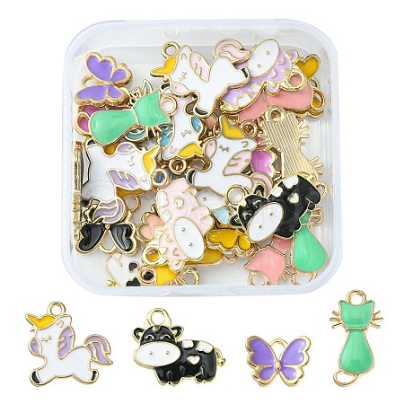30Pcs 4 Style Alloy Enamel Pendants ENAM-YW0002-97-1