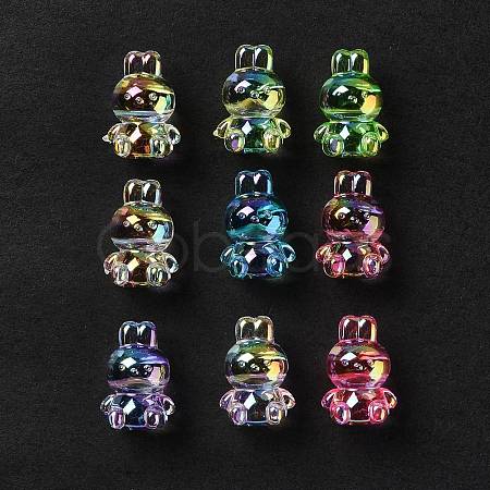 UV Plating Rainbow Iridescent Acrylic Beads OACR-H015-08-1