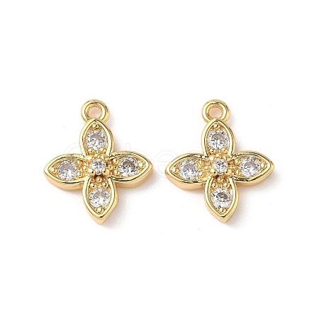Brass Micro Pave Clear Cubic Zirconia Charms KK-D504-12G-1