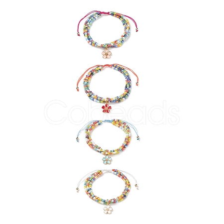 Adjustable Glass Bead Braided Beaded Bracelet BJEW-JB08951-1