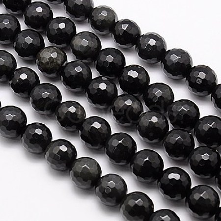Natural Obsidian Beads Strands X-G-G549-6mm-02-1