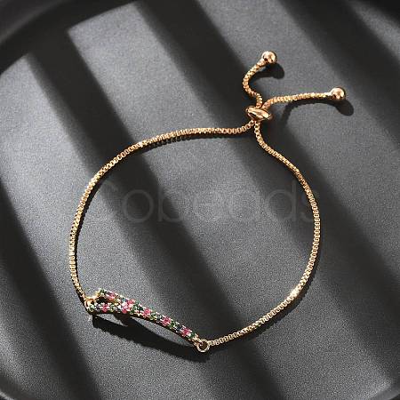 Letter Y Brass Micro Pave Cubic Zirconia Link Slider Bracelets KK-R217-55G-1