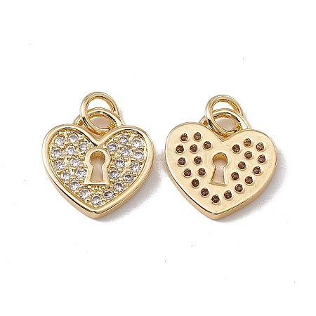 Brass Micro Pave Clear Cubic Zirconia Pendants KK-G439-16G-1