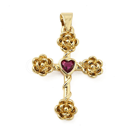 Brass Pave Cubic Zirconia Pendants KK-K302-17G-1
