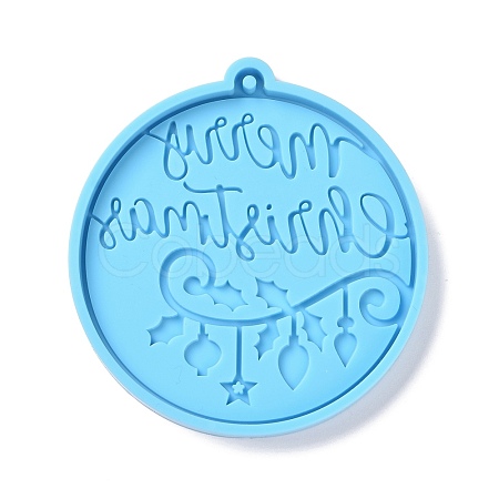 Christmas Ball with Word Pendant Silicone Molds DIY-K051-22-1