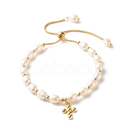 Adjustable Natural Pearl Beads Slider Bracelets BJEW-JB06531-02-1