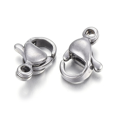 Tarnish Resistant 304 Stainless Steel Lobster Claw Clasps STAS-F182-01P-F-1