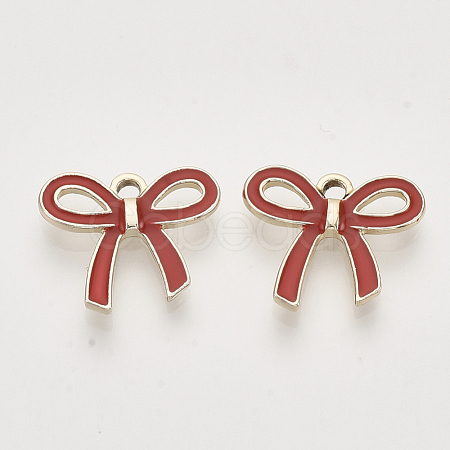 Light Gold Plated Alloy Pendants X-ENAM-T009-40B-1