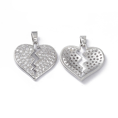Brass Clear Cubic Zirconia Pendants KK-E068-VA124-1-1