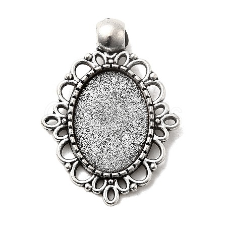 Tibetan Style Alloy Pendant Cabochon Settings TIBEP-N003-31AS-1