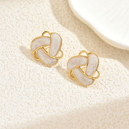 Stainless Steel Enamel Woven Stud Earrings DE9374-2-1