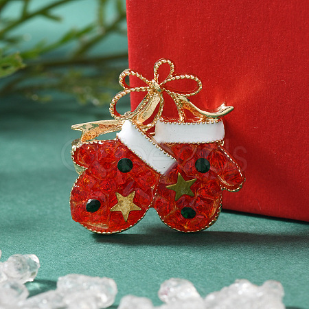 Christmas Alloy Rhinestone Lapel Pins for Backpack Clothes LS-JEWB-C052-01C-KCG-1