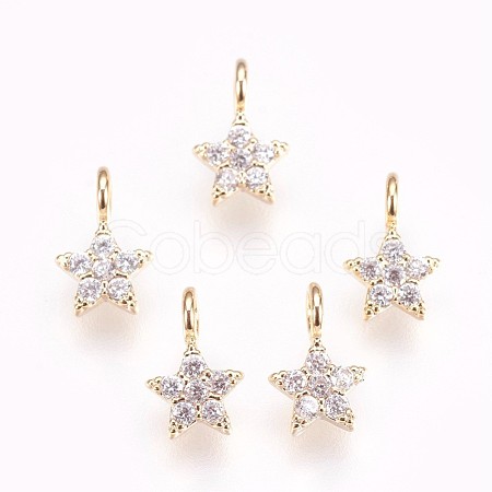 Brass Micro Pave Cubic Zirconia Charms KK-P157-07G-NF-1