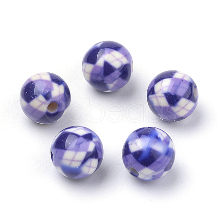 Opaque Printed Acrylic Beads MACR-S271-10mm-07-1