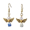 Angel Antique Golden Alloy & Resin Dangle Earrings, Imitation Pearl Acrylic Drop Earrings, Cornflower Blue, 45x21.5mm