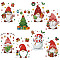 8 Sheets 8 Styles Christmas PVC Waterproof Wall Stickers, Self-Adhesive Decals, for Window or Stairway Home Decoration, Rectangle, Gnome Pattern, 200x145mm, about 1 sheets/style