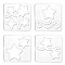 Acrylic Earring Handwork Template, Card Leather Cutting Stencils, Square, Clear, Star Pattern, 152x152x4mm, 4 styles, 1pc/style, 4pcs/set