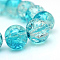 Baking Painted Crackle Glass Bead Strands, Round, Dark Turquoise, 10mm, Hole: 1.3~1.6mm, about 80pcs/strand, 31.4 inch