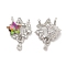 Zinc Alloy Crystal Pendants, Colorful Resin Star Charms, Platinum, 19x15x5mm, Hole: 1.4mm