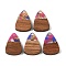 Resin & Wood Pendants, with Gold Foil, Triangle Charm, Hot Pink, 23x15x3mm, Hole: 2mm