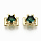 Brass Micro Pave Cubic Zirconia Cabochons, Fit Floating Locket Charms, Hexagon, Real 16K Gold Plated, Green, 7.5x5x3.5mm