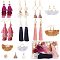 DIY Layered Tassel Drop Earring Making Kit, Including Nylon & Polyester & Ploycotton Tassel Pendants, Wood Beads, Iron Earring Hooks, Brass Stud Earring Findings & Linking Rings, Mixed Color, 95Pcs/box