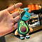 PVC Plastic Keychain, with Alloy Key Rings & Swivel Lobster Claw Clasps, Fruit, Avocado Pattern, Avocado Keychain: 12.5cm