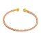 Braided Carbon Steel Wire Bracelet Making, with Golden Plated Brass End Caps, Pink, 0.25cm, Inner Diameter: 2-3/8 inch(6.1cm)