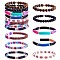 8Pcs 6 Style Synthetic Imperial Jasper & GLass Beaded Stretch Bracelets Set, Polymer Clay Heishi Surfer  Bracelets, Acrylic Curved Tube Chunky Bracelets for Women, Black, Inner Diameter: 2-1/8 inch(5.5cm)