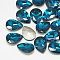 Pointed Back Glass Rhinestone Cabochons, Back Plated, Faceted, teardrop, Capri Blue, 10x7x4mm