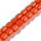 Opaque Glass Beads Strands, Faceted Barrel, Coral, 6.5~7x6mm, Hole: 1mm, about 78pcs/strand, 20.28~21.65 inch(51.5~55cm)