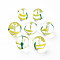 Transparent Glass Enamel Beads, Hand Drawn Beads, Round, Yellow, 13x12x11mm, Hole: 1.6mm