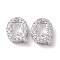 925 Sterling Silver Micro Pave Cubic Zirconia Beads, Real Platinum Plated, Letter Q, 9.5x7.5x3.5mm, Hole: 2.5x1.5mm