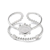 Tarnish Resistant 304 Stainless Steel Open Cuff Ring Components X-STAS-F301-03P-3