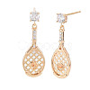 Brass Micro Pave Clear Cubic Zirconia Stud Earring Findings KK-S364-057-2