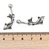 Fish 316 Surgical Stainless Steel Dangle Belly Button Rings EJEW-G416-15AS-5