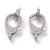 Brass Micro Pave Clear Cubic Zirconia Lobster Claw Clasps KK-C100-43G-P-1