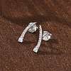 925 Sterling Silver Clear Cubic Zirconia Stud Earrings EJEW-Q032-01E-P-3