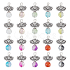 ARRICRAFT 30Pcs 10 Color Zinc Alloy Lotus with Crackle Glass Round Beads Pendant FIND-AR0003-71-1