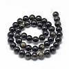 Natural Golden Sheen Obsidian Beads Strands G-R446-8mm-22-2