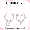 Alloy Rhinestone Cross Charm Bracelets BJEW-WH0016-100-2