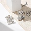 Rack Plating Brass Micro Pave Clear Cubic Zirconia Stud Earrings EJEW-K299-01P-Y-3