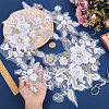2Pcs Flower Polyester with Plastic Pearl Embroidery Sew on Cloth Patches PATC-HY0002-03B-3