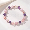 Cherry Quartz Glass & Natural Quartz & Natural Amethyst Stretch Bracelets for Women BJEW-JB13190-1