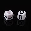 Mixed Letters White Letter Acrylic Cube Beads X-PL37C9308-6